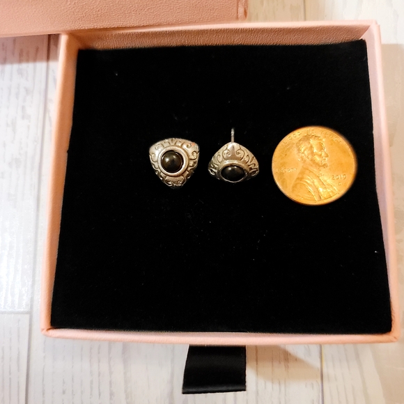 Brighton Silver Plated and Black Stone Women's Earrings - Picture 2 of 2